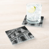 Römisches Kolosseum mit architektonischen Zeichnun Glasuntersetzer (Schrägansicht)