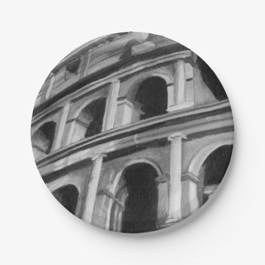 Römisches Kolosseum mit architektonischen Zeichnun Pappteller (Vorderseite)