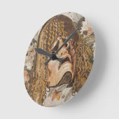 römisches Mosaik mit Maske, Blätter und Obst Runde Wanduhr (Winkel)