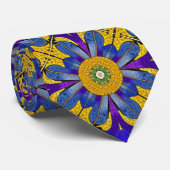 Römisches Mosaikstil Gelb- und Blauer Wiederholung Krawatte (Gerollt)