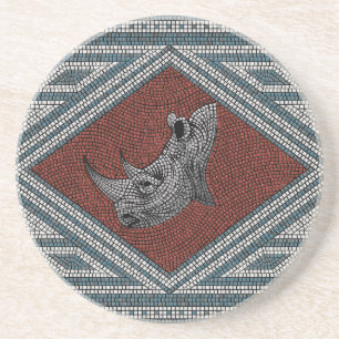 Römisches Nashorn-Mosaik Sandstein Untersetzer