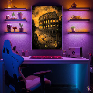 Römisches Panorama - Kohle-Monochrom-Kunst - Urban Poster