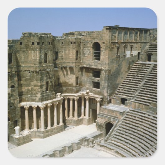 Römisches Theater in Bosra, Syrien Quadratischer Aufkleber (Vorderseite)