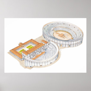Römisches Theater und Amphitheatre. Rekonstruktion Poster