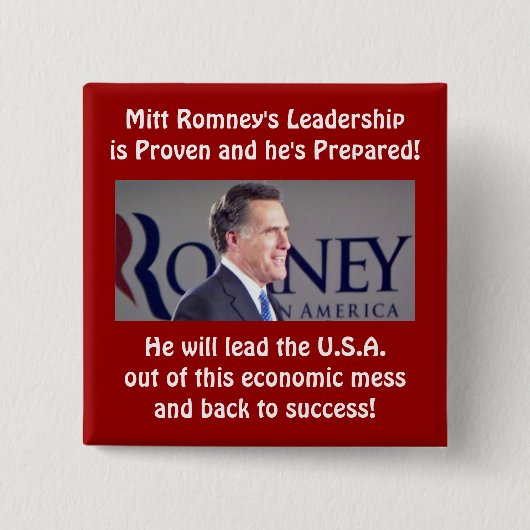 Romney Führungs-Quadrat-Knopf Button (Vorderseite)