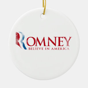 Romney - glauben Sie an Amerika (rot) Keramikornament