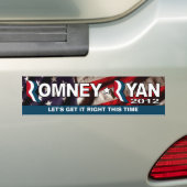 Romney/Ryan 2012 - erhalten Sie es, dieses mal ZU Autoaufkleber (Auf Auto)