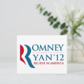 Romney/Ryan 2012 für US-Präsident und VP Postkarte (Stehend Vorderseite)