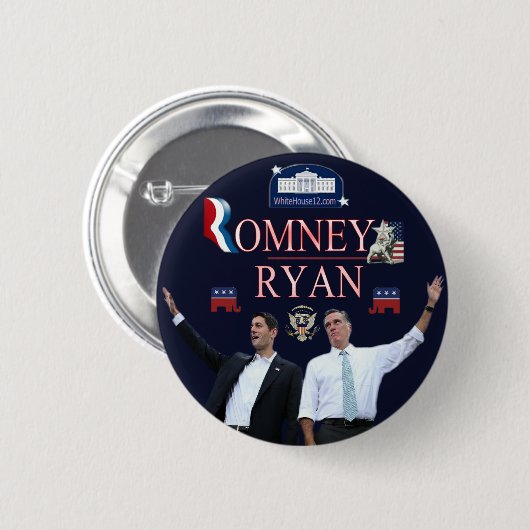 Romney-Ryan 2012 Kampagnen-Knopf Button (Vorne & Hinten)