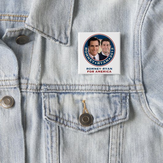 Romney-Ryan 2012 quadratischer Kampagnen-Knopf Button (Beispiel)