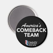 Romney Ryan America's Comeback Team Round (Black) Magnet (Vorderseite/Rückseite)