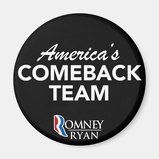 Romney Ryan America's Comeback Team Round (Black) Magnet (Vorne)