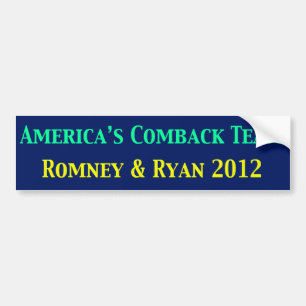 Romney & Ryan Amerikas Comeback-Team Autoaufkleber