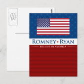 Romney & Ryan glauben an Amerika Postkarte (Vorne/Hinten)