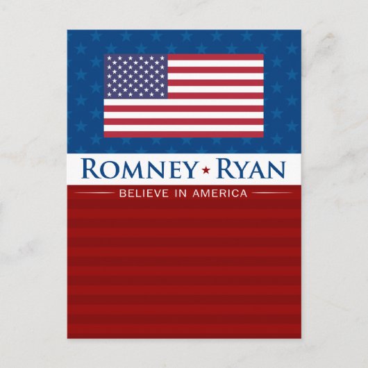 Romney & Ryan glauben an Amerika Postkarte (Vorderseite)