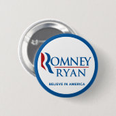 Romney Ryan glauben an runde blaue Grenze Amerikas Button (Vorne & Hinten)