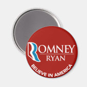 Romney Ryan glaubt an Amerika Runde Red Magnet (Vorderseite/Rückseite)