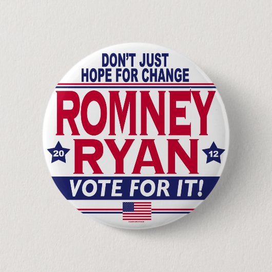 Romney Ryan Hoffnungs-Änderung Button (Vorderseite)