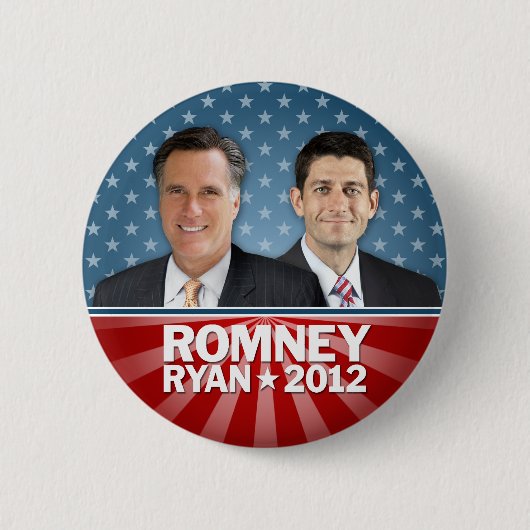Romney Ryan - Jugate mit US Flagge Button (Vorderseite)