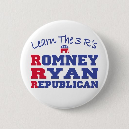 Romney Ryan lernen die 3 r Button (Vorderseite)