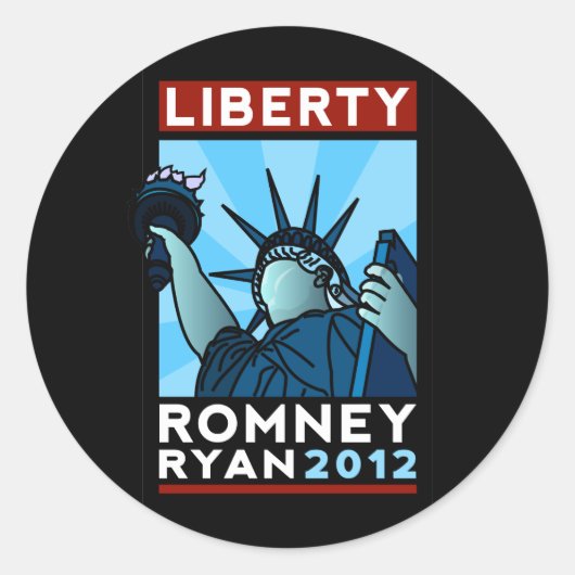 Romney Ryan Liberty Runder Aufkleber (Vorderseite)