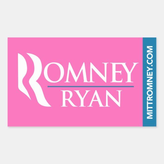 Romney Ryan Logo Sticker Rectangle Pink (Vorderseite)