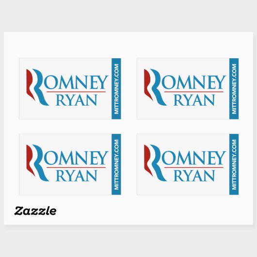 Romney Ryan Logo Sticker Rectangle White (Blatt)
