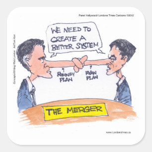 Romney Ryan Pinocchio Fusion Lustige Geschenke & T Quadratischer Aufkleber