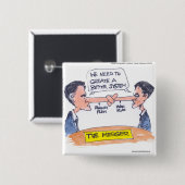 Romney Ryan Pinocchio Merger Funny Gifts & T-Shirt Button (Vorne & Hinten)