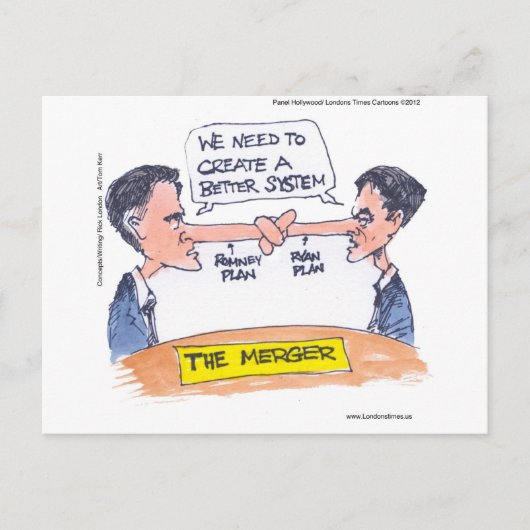 Romney Ryan Pinocchio Merger Funny Gifts & T-Shirt Postkarte (Vorderseite)