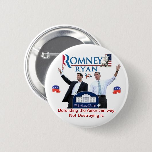 Romney-Ryan: Verteidigung der amerikanischen Weise Button (Vorne & Hinten)