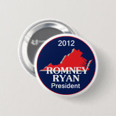 Romney Ryan VIRGINIA Button (Vorne & Hinten)