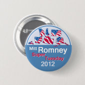 Romney SUPERdienstag Knopf Button (Vorne & Hinten)