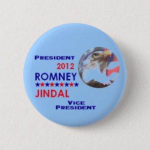 ROMNEY u. JINDAL 2012 Knopf Button