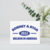 Romney und Ryan glaubve Postkarte (Stehend Vorderseite)