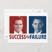 Romney Vs. Obama - Erfolg Vs. Scheitern Postkarte (Vorne/Hinten)