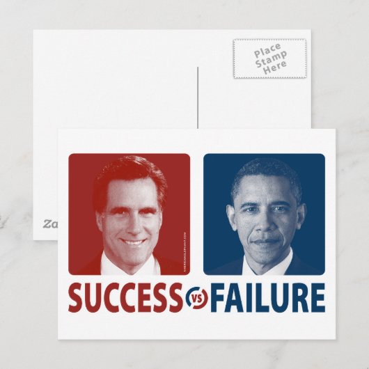 Romney Vs. Obama - Erfolg Vs. Scheitern Postkarte (Vorne/Hinten)