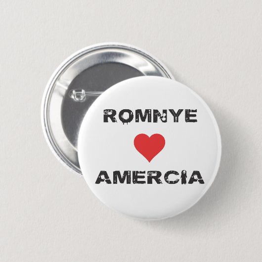 Romnye Luvs Amercia Pinback Button (Vorne & Hinten)