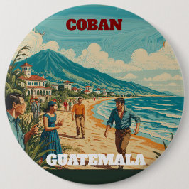 Rompecabezas GUATEMALA COBAN Retro poster Button