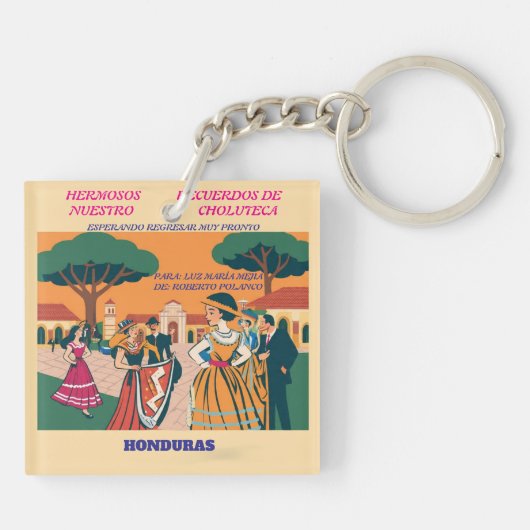 Rompecabezas  Honduras CHOLUTECA Retro poster Schlüsselanhänger (Rückseite)