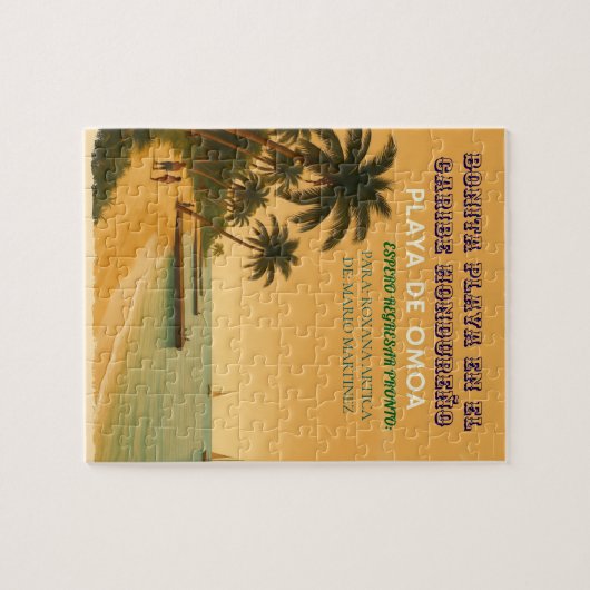 Rompecabezas Honduras Playa Omoa Retro poster Puzzle (Horizontal)