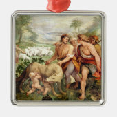 Romulus säugte durch den Siewolf Silbernes Ornament (Vorne)