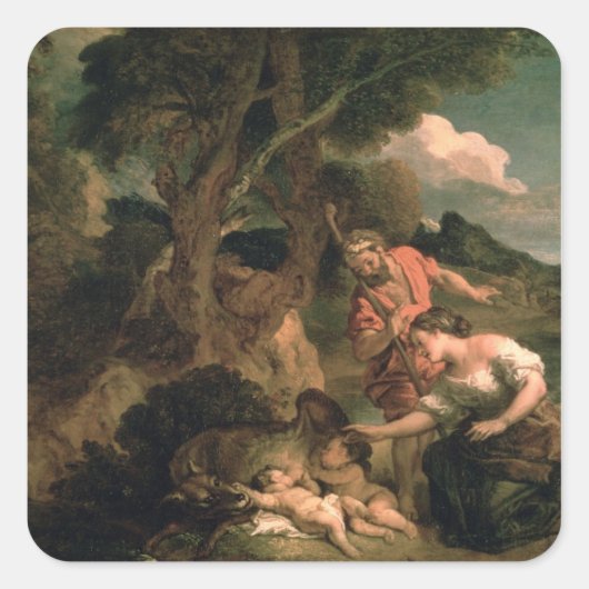 Romulus und Remus Quadratischer Aufkleber (Vorderseite)