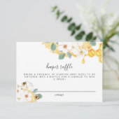 Romy - Floral Honey Bee Diaper Raffle Ticket Card Einladung (Stehend Vorderseite)
