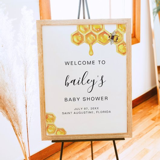 ROMY Honey Bumble Bee Baby Dusche Willkommen Poster