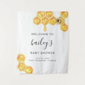 ROMY Honey Bumble Bee Rustic Baby Dusche Willkomme Wandteppich (Vorderseite)