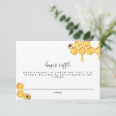 Romy - Honeycomb Bee Diaper Raffle Ticket Card Einladung (Stehend Vorderseite)