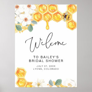 ROMY Rustic White Floral Bumble Bee Brautparty Poster