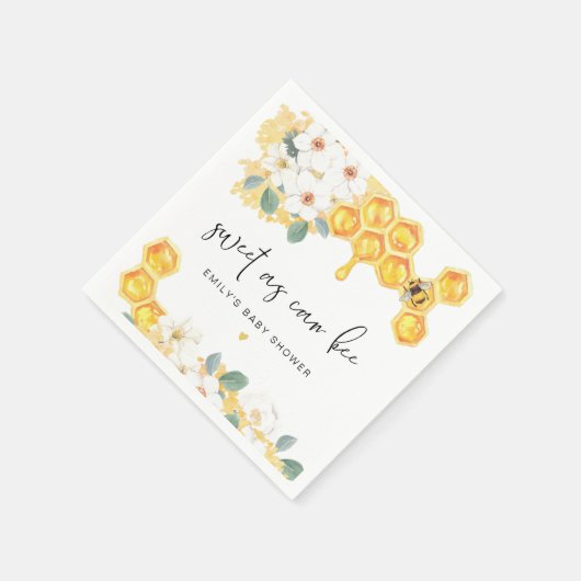 ROMY Sweet as Can bee White Floral Baby Dusche Serviette (Ecke)