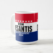 Ron Desantis 2024 Klassisches blaues Rot für Präsi Kaffeetasse (Vorderseite Links)